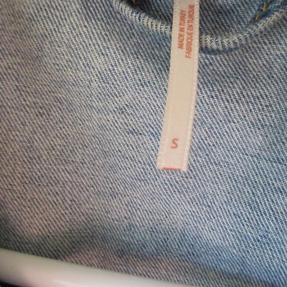 Free People Jean Jacket Distressed Studded Trucker Jacket - Picture 9 of 10